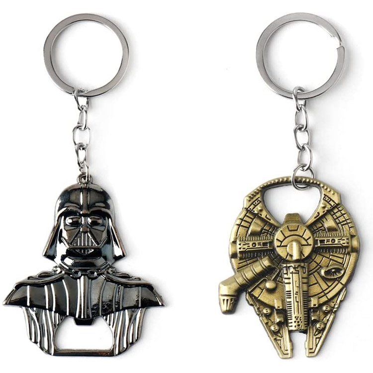 Cusotm Metal Gümüş Yıldız Savaşları Millennium Falcon Keychain Kötü Parti Hunter Kask Anahtar Yüzük