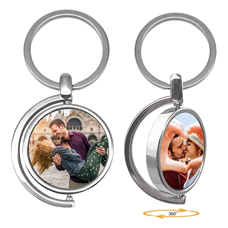 Keychain tersuai dengan gambar bertukar berganda berganda rantaian kunci foto