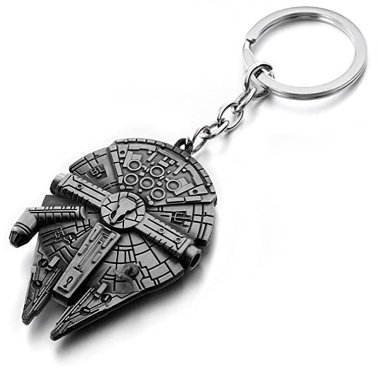 Cusotm Metal Gümüş Yıldız Savaşları Millennium Falcon Keychain Kötü Parti Hunter Kask Anahtar Yüzük